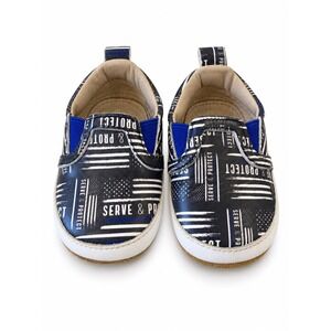 Monkey Feet Baby Shoes 6-12M Thin Blue Line Police LEO Serve Protect Slip On